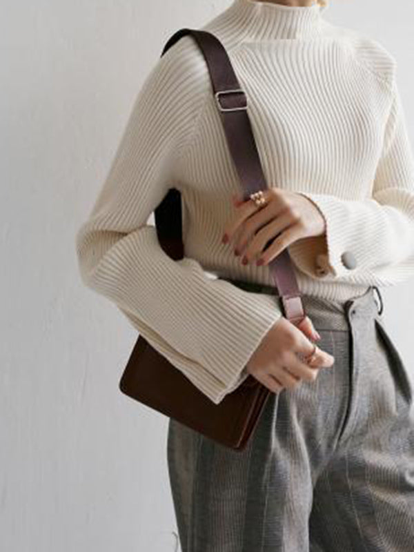 xakxx Simple Loose Solid Color High-Neck Sweater