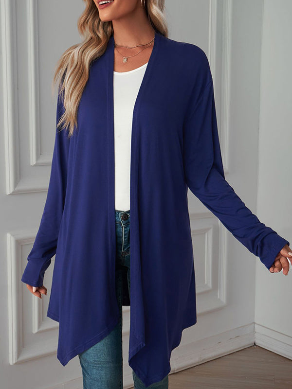 xakxx Long Sleeves Loose Solid Color Statement Collar Outerwear