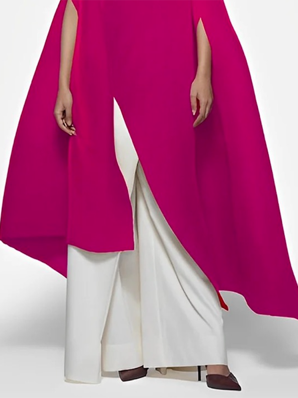 xakxx Batwing Sleeves Loose Solid Color Split-Front Off-The-Shoulder Blouses&Shirts Tops