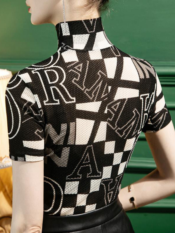 xakxx Urban Skinny Printed High-Neck T-Shirts Tops
