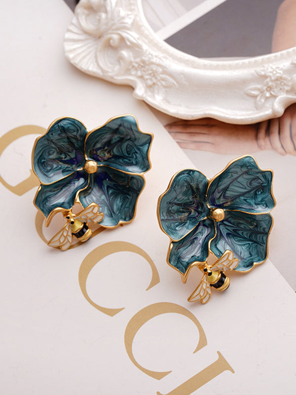 xakxx Bee Shape Flower Shape Earrings Accessories