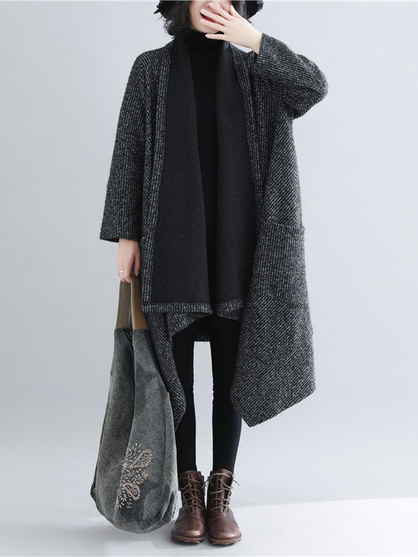 xakxx Thicken Gray Long Sleeve Coat Outerwear