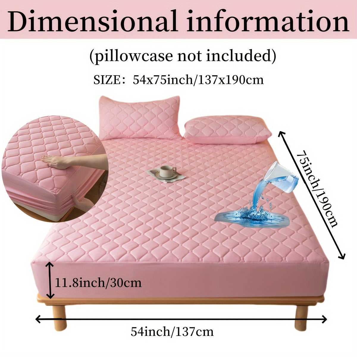 1pc Luxurious Waterproof Mattress Protector - Noiseless, Embossed, Dustproof, Thick, Breathable, Washable, Incontinence Protection - Ideal for Single, Twin, Full, Queen, King Bed Sizes, Bedroom, Guest Room, Apartment, School