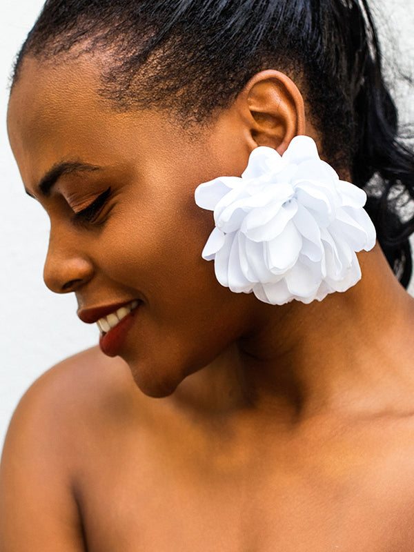 xakxx Solid Color Three-Dimensional Flower Drop Earrings