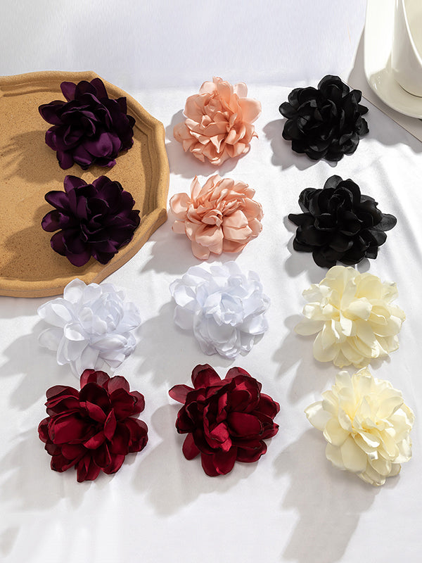 xakxx Solid Color Three-Dimensional Flower Drop Earrings