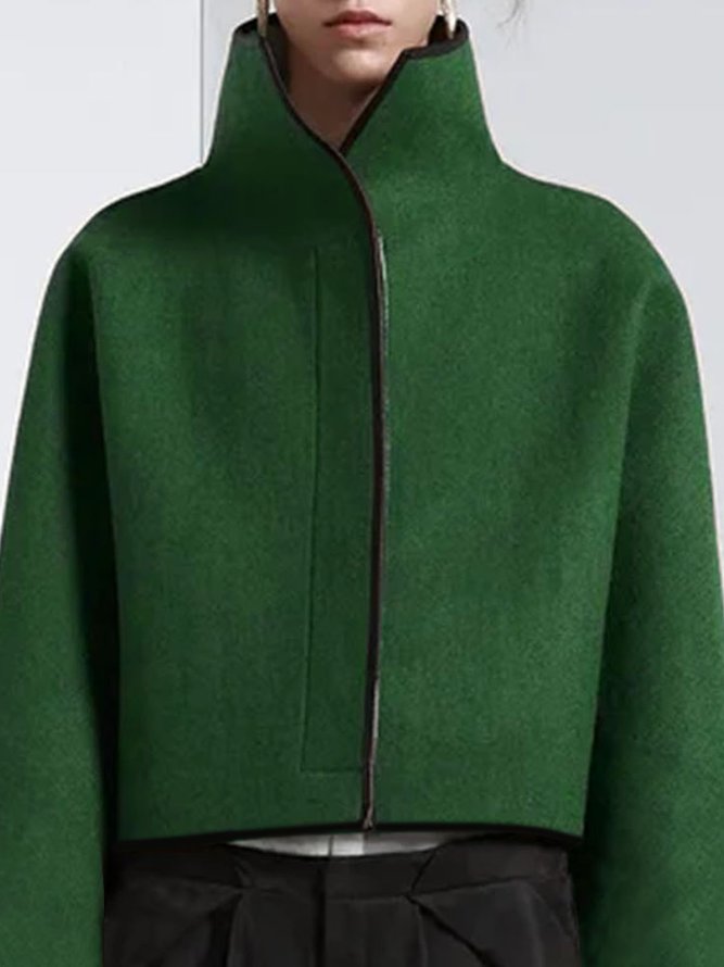 xakxx Vintage Loose Solid Color Stand Collar Jackets