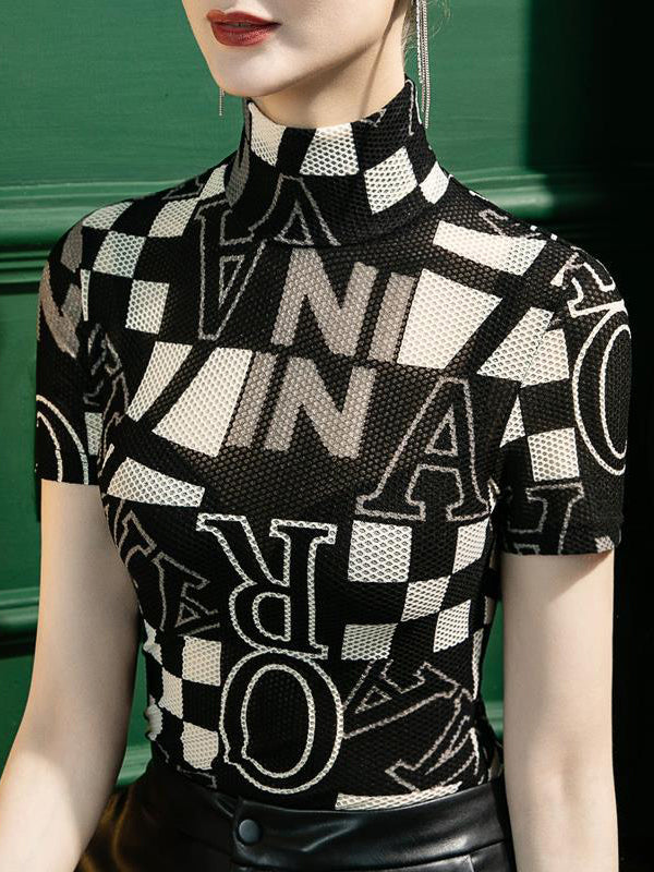 xakxx Urban Skinny Printed High-Neck T-Shirts Tops