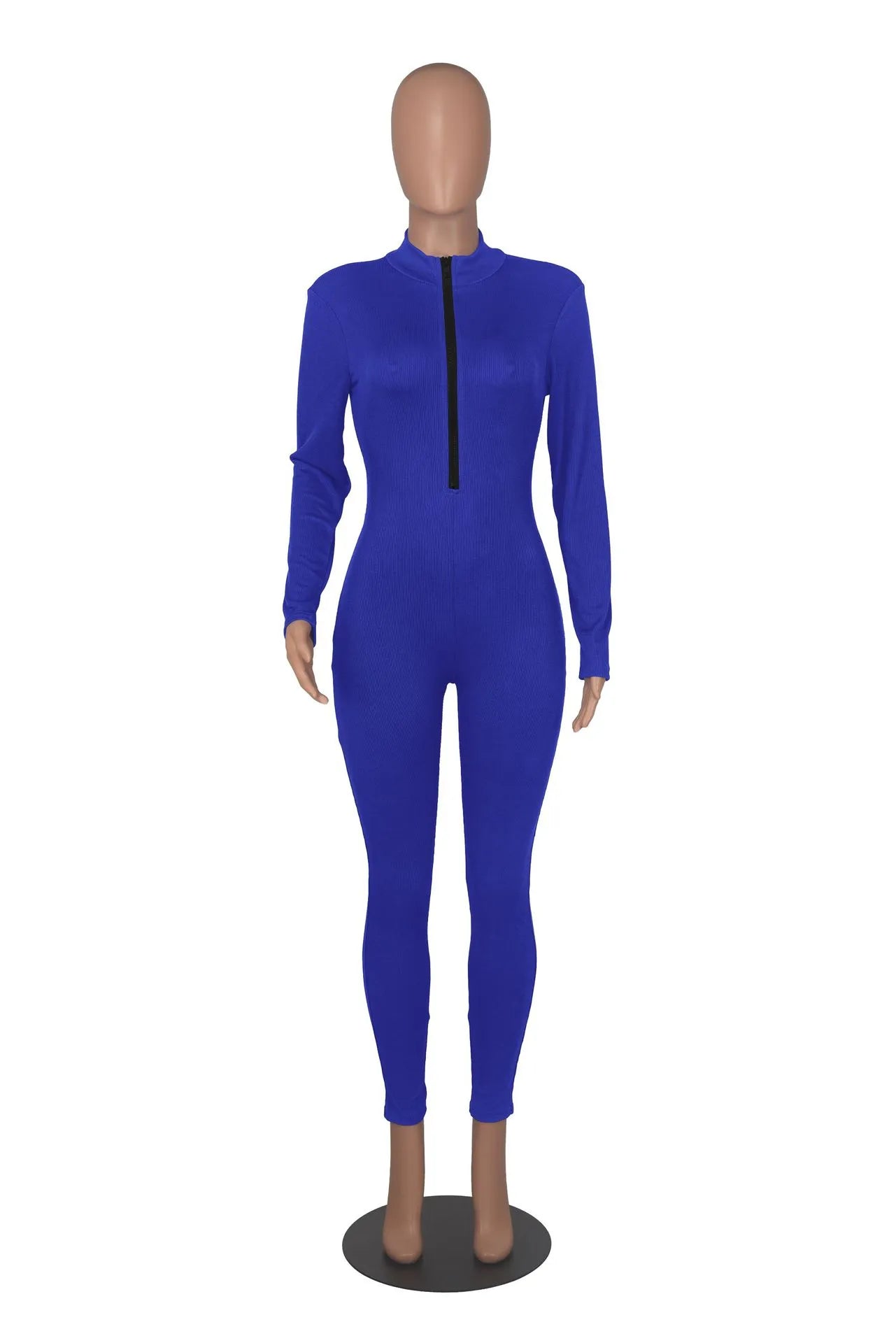Zipper Tight Jumpsuit Romper Women Sexy Long Sleeved Slim Jumpsuits Outfits Clubwear Free Ship