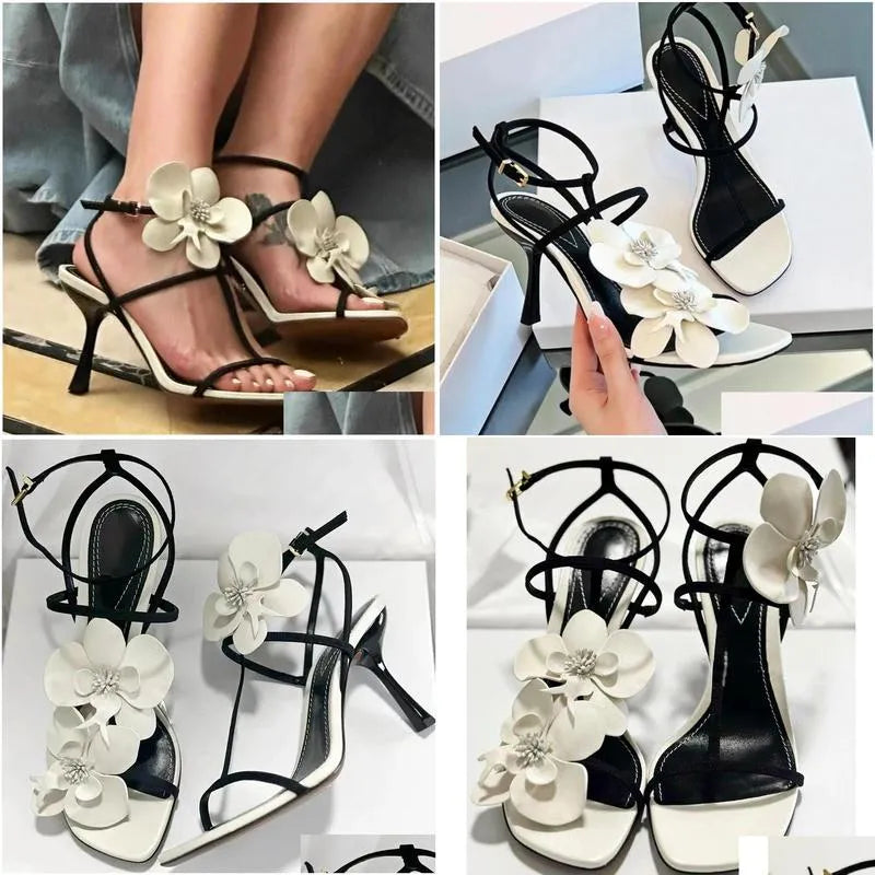 Sandals Flower Luxury Designer High Heels Women Fashion Female Summer Slingback Brand Party Dress Drop Delivery Shoes Accessories Dhras