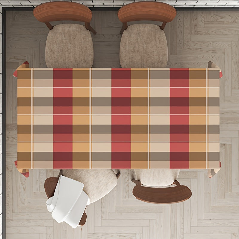 1pc Vintage-Inspired Red Plaid Tablecloth - Stylish, Water-Resistant, and Easy-to-Clean Decoration for Picnic, Party, Wedding, Indoor, and Outdoor Events - Adds Rustic Charm to Your Kitchen and Dining Area