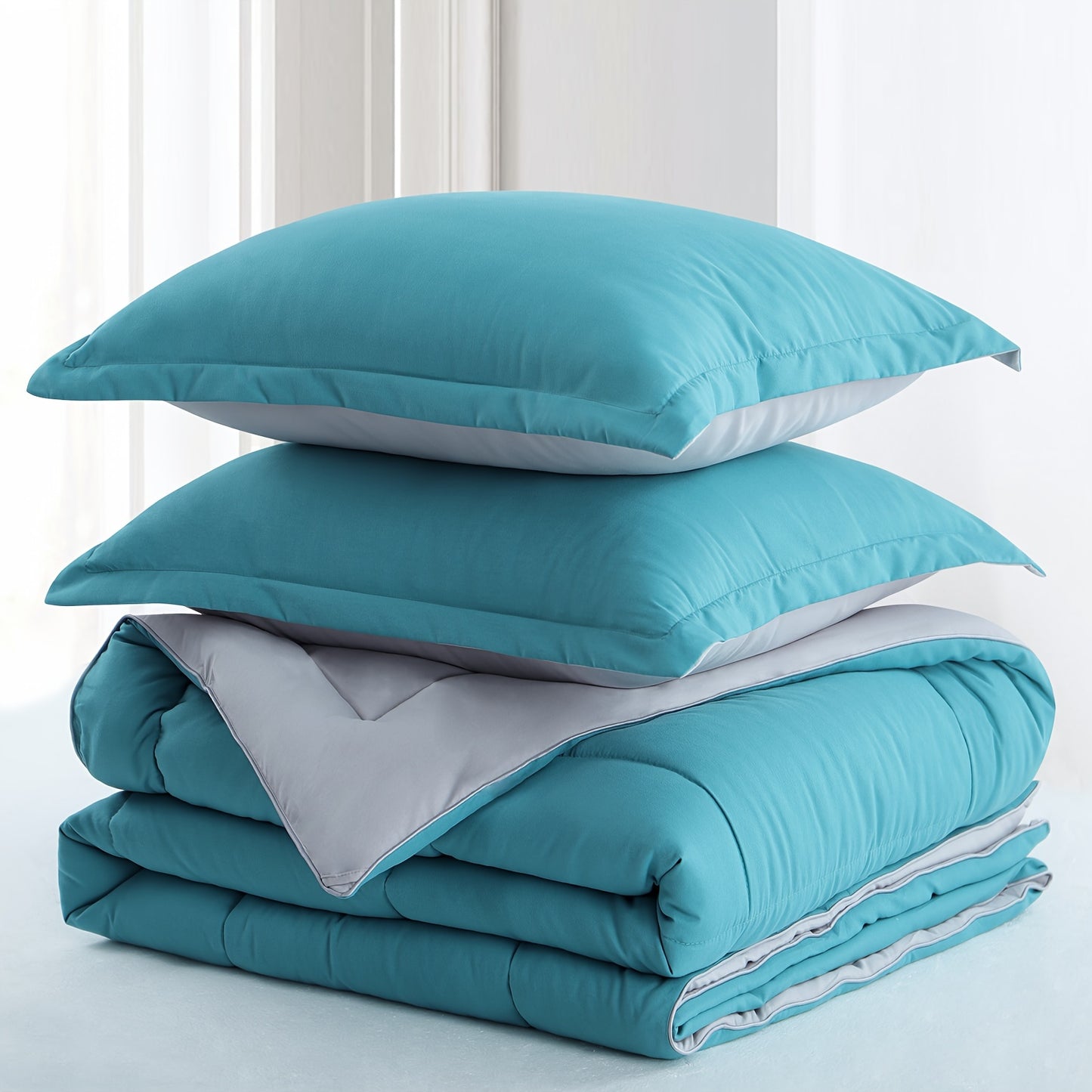 2/3pcs Luxurious Reversible Down Alternative Comforter Set - Ultra Soft, Lightweight, and Breathable for All Seasons - Includes 1 Pillow Sham, Hypoallergenic, Easy Care, and Machine Washable
