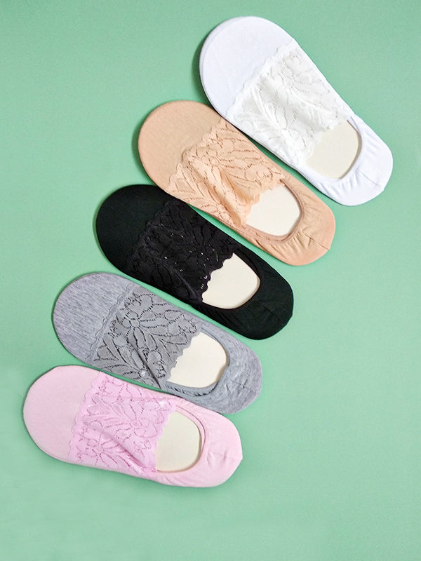 xakxx Casual Split-Joint Lace With Beads Socks Accessories