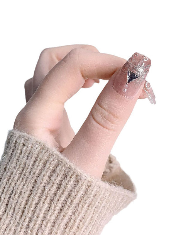 xakxx Detachable Gradient Rhine Stones Press-On Nails