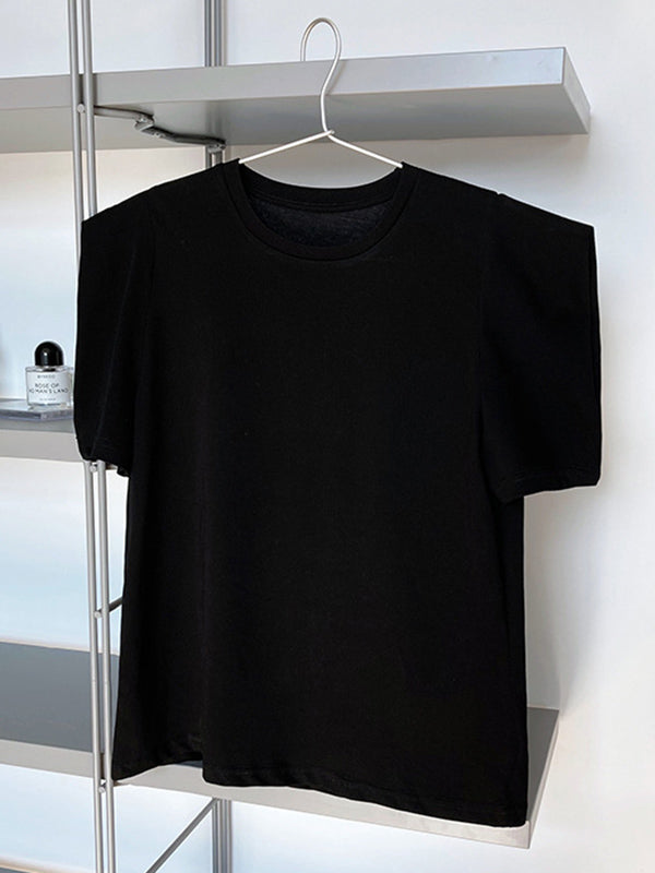 xakxx Original Puff Sleeve Round-Neck Casual T-Shirts