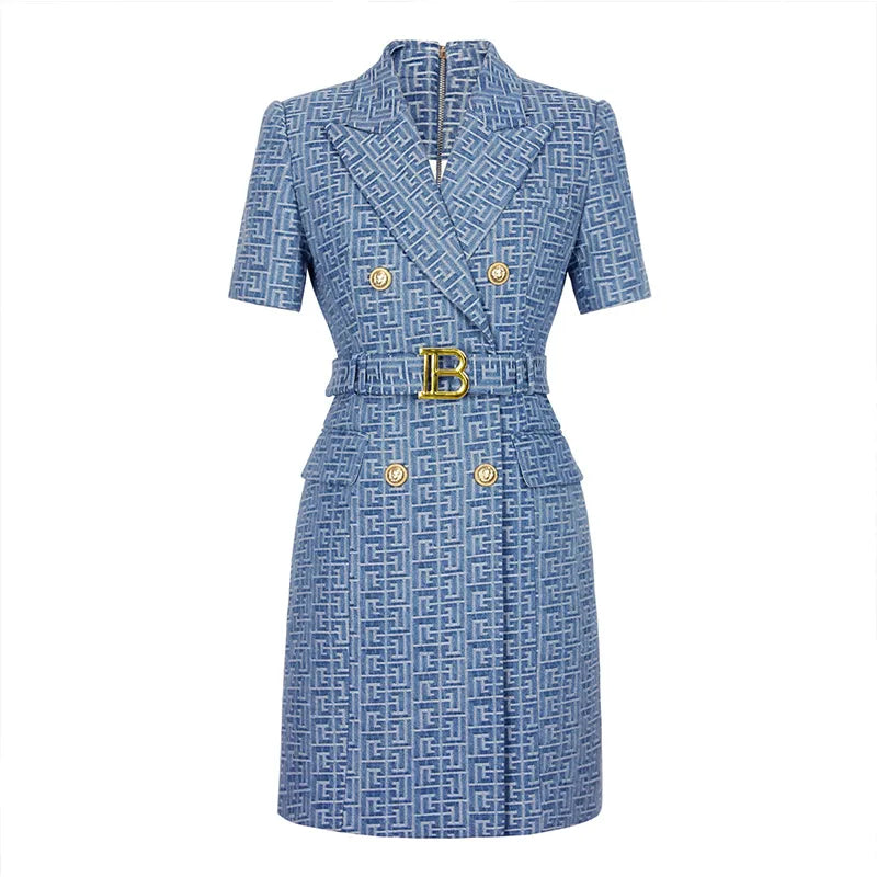 Womens Work Dresses Luxury Designer Clothes Fashion Elegant Office Dresses Suit Jacket Skirt With Big Buckle Waist Belt Business Outfit S-XXXL