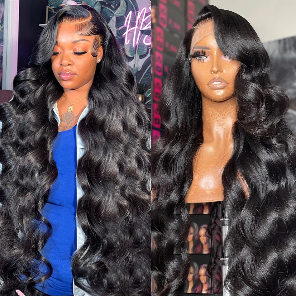 Brazilian Hair Body Wave Highlight Black With Blue Lace Frontal Wig HD Transparent Glueless Full Lace Front Wigs For Women
