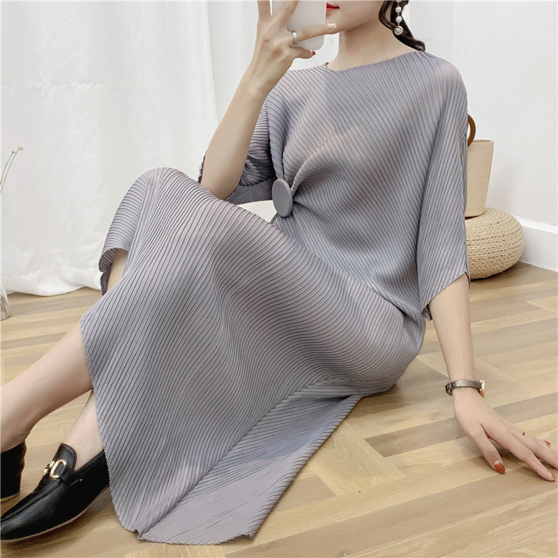 2025 hot-selling pleated dress irregular design pleated skirt Popular trade long dress high-end skirt large size women's clothing
