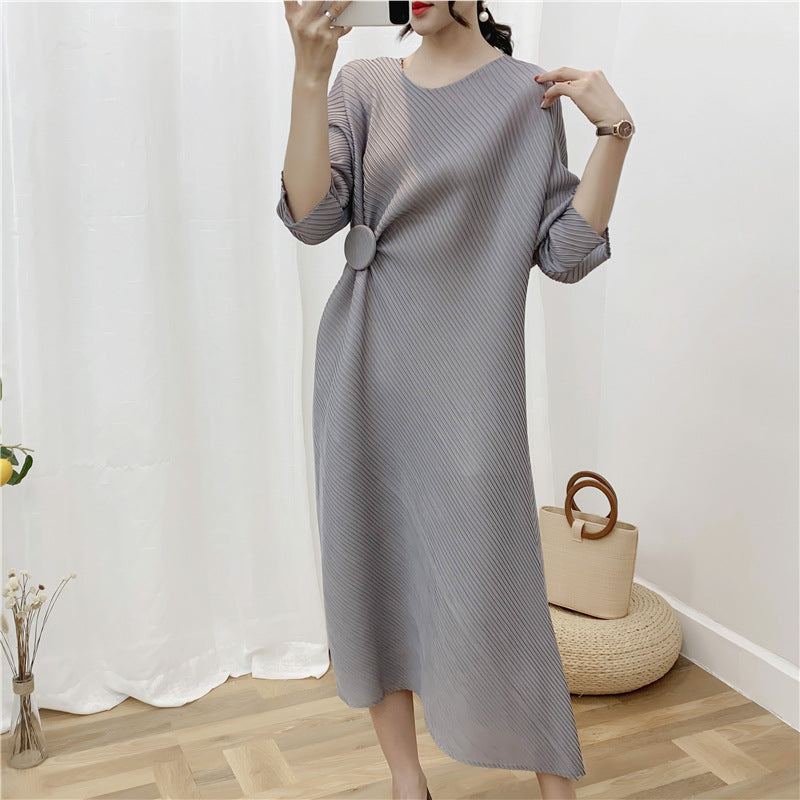 2025 hot-selling pleated dress irregular design pleated skirt Popular trade long dress high-end skirt large size women's clothing