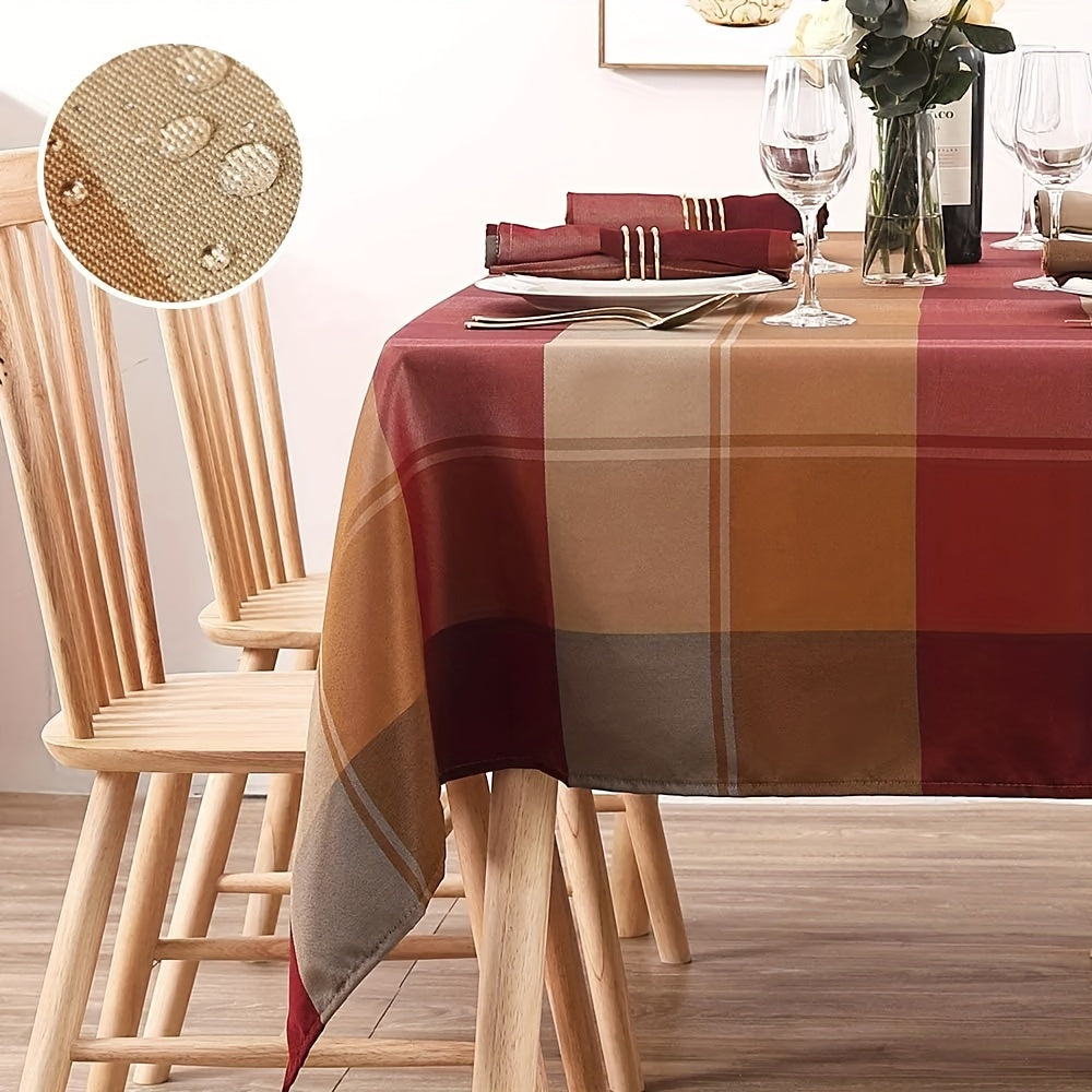 1pc Vintage-Inspired Red Plaid Tablecloth - Stylish, Water-Resistant, and Easy-to-Clean Decoration for Picnic, Party, Wedding, Indoor, and Outdoor Events - Adds Rustic Charm to Your Kitchen and Dining Area