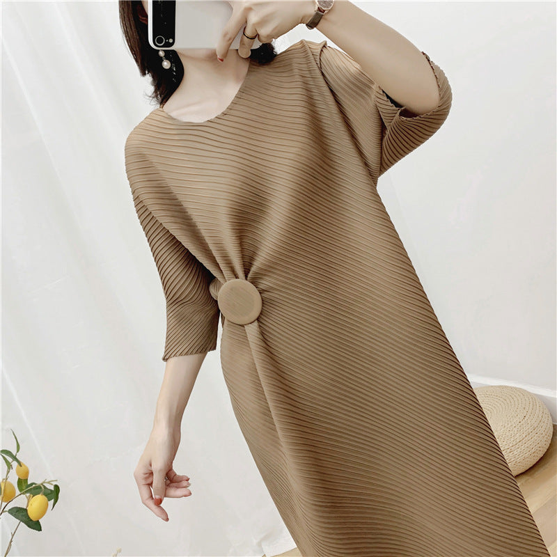 2025 hot-selling pleated dress irregular design pleated skirt Popular trade long dress high-end skirt large size women's clothing