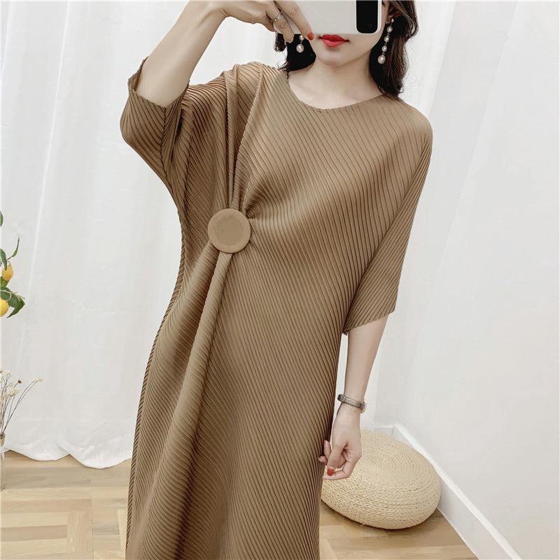 2025 hot-selling pleated dress irregular design pleated skirt Popular trade long dress high-end skirt large size women's clothing