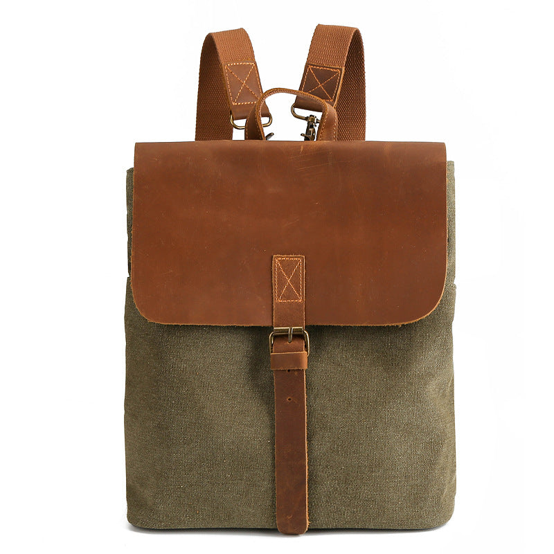Women's Canvas Backpack New Vintage Backpack Crazy Horse Leather Women's Bag HOTan and NEWn Simple Backpack Shoulder Messenger Bag