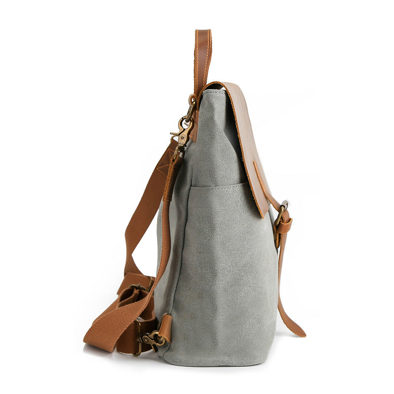 Women's Canvas Backpack New Vintage Backpack Crazy Horse Leather Women's Bag HOTan and NEWn Simple Backpack Shoulder Messenger Bag