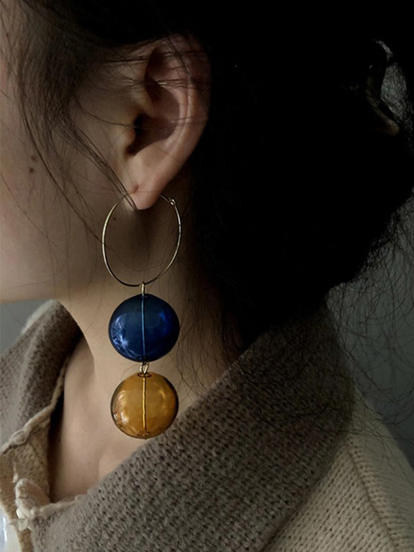 xakxx Stylish Contrast Color Geometric Earrings Accessories