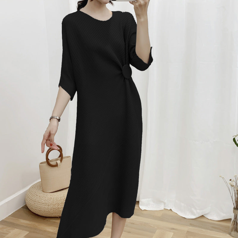 2025 hot-selling pleated dress irregular design pleated skirt Popular trade long dress high-end skirt large size women's clothing