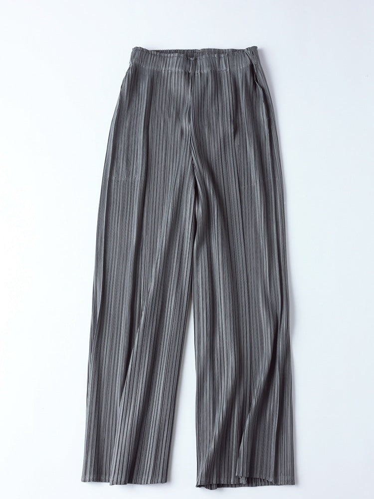 2025 Folded wide-leg pants women's spring and summer new thin long split high waist drape long loose and comfortable casual pants