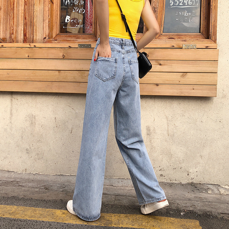 Purpdrank - High Waist Jeans For Women Vintage Long Denim Pants Female Vintage Casual Loose Full Length Wide Leg Pants Trousers