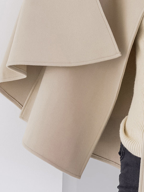 xakxx Casual Loose Solid Color Round-Neck Cape Outerwear