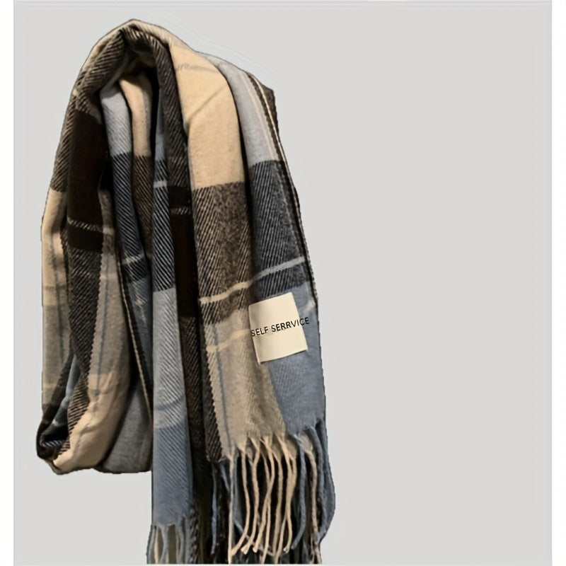 1pc Mens Winter Plaid Scarf - Soft, Warm, Coldproof, Versatile, Simple Shawl for Couples, Perfect for Outdoor Activities, Daily Wear, and Gift Giving
