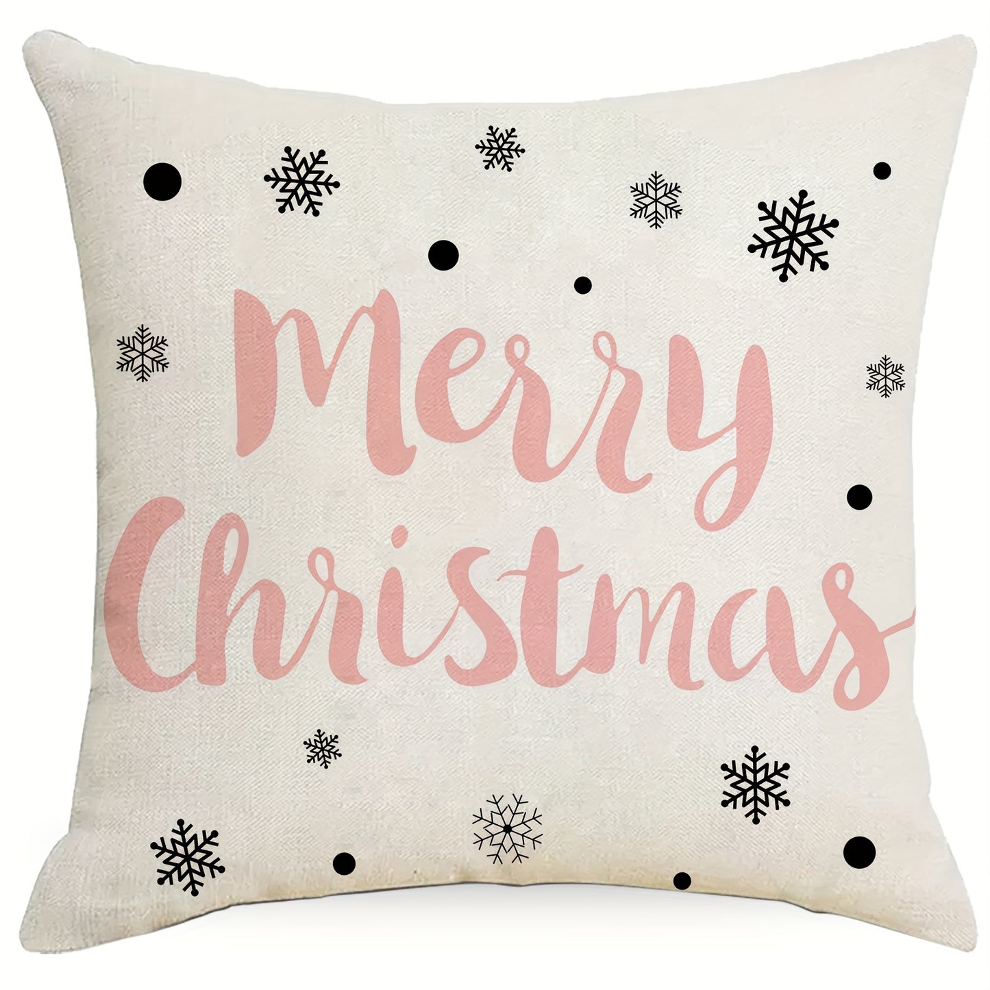 1pc Vibrant Christmas Cartoon Linen Blend Throw Pillow Case, Colorful Square Cushion Cover for Living Room Bedroom Couch Sofa, Single-Sided Printed Decorative Pillowcase with No Pillow Insert