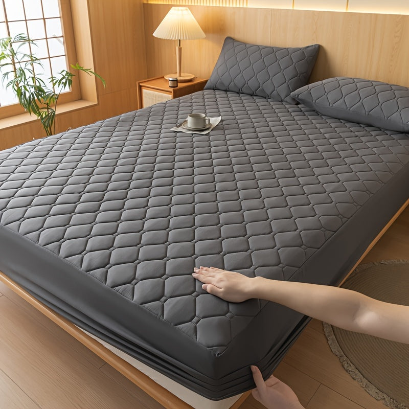 1pc Luxurious Waterproof Mattress Protector - Noiseless, Embossed, Dustproof, Thick, Breathable, Washable, Incontinence Protection - Ideal for Single, Twin, Full, Queen, King Bed Sizes, Bedroom, Guest Room, Apartment, School