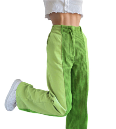Purpdrank - 2023 Spring Women Pants Fashion Contrast Color Corduroy Long Straight Trousers Streetwear Y2K Ladies Bottoms