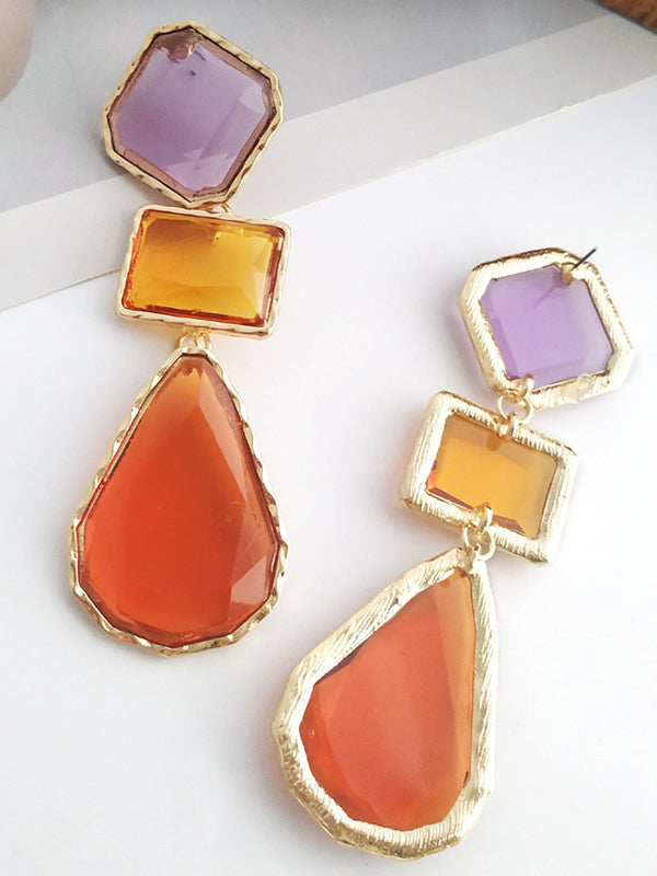 xakxx Geometric Split-Joint Drop Earrings