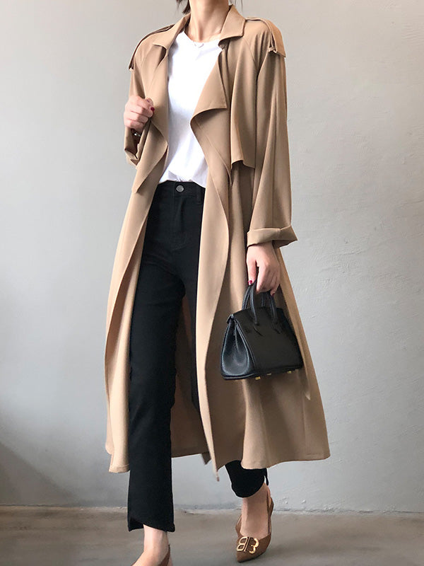 xakxx Khaki&Black Vintage Notched Collar Thin Trench Coat
