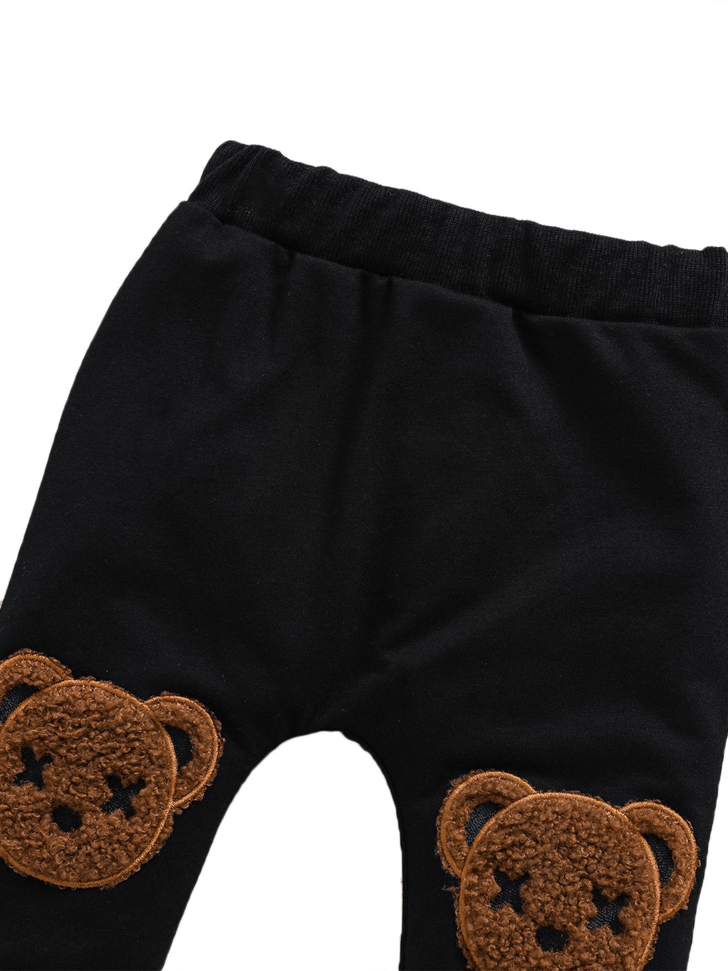 1-5 Years Kids Boys Autumn Spring Tracksuit, Fluffy Cartoon Bear O-Neck Long Sleeves Sweatshirt + Elastic Waist Pants for Little Boys