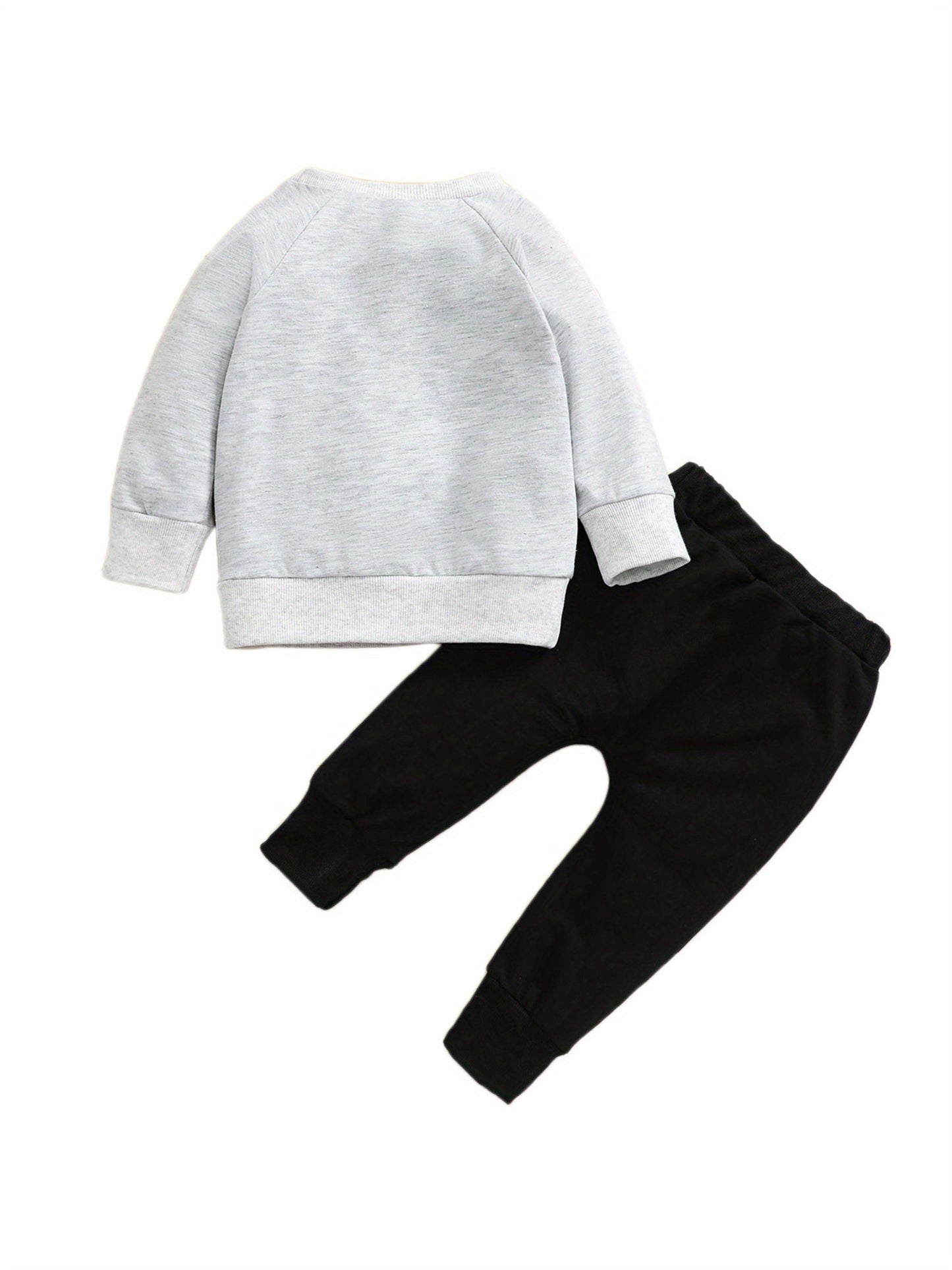 1-5 Years Kids Boys Autumn Spring Tracksuit, Fluffy Cartoon Bear O-Neck Long Sleeves Sweatshirt + Elastic Waist Pants for Little Boys