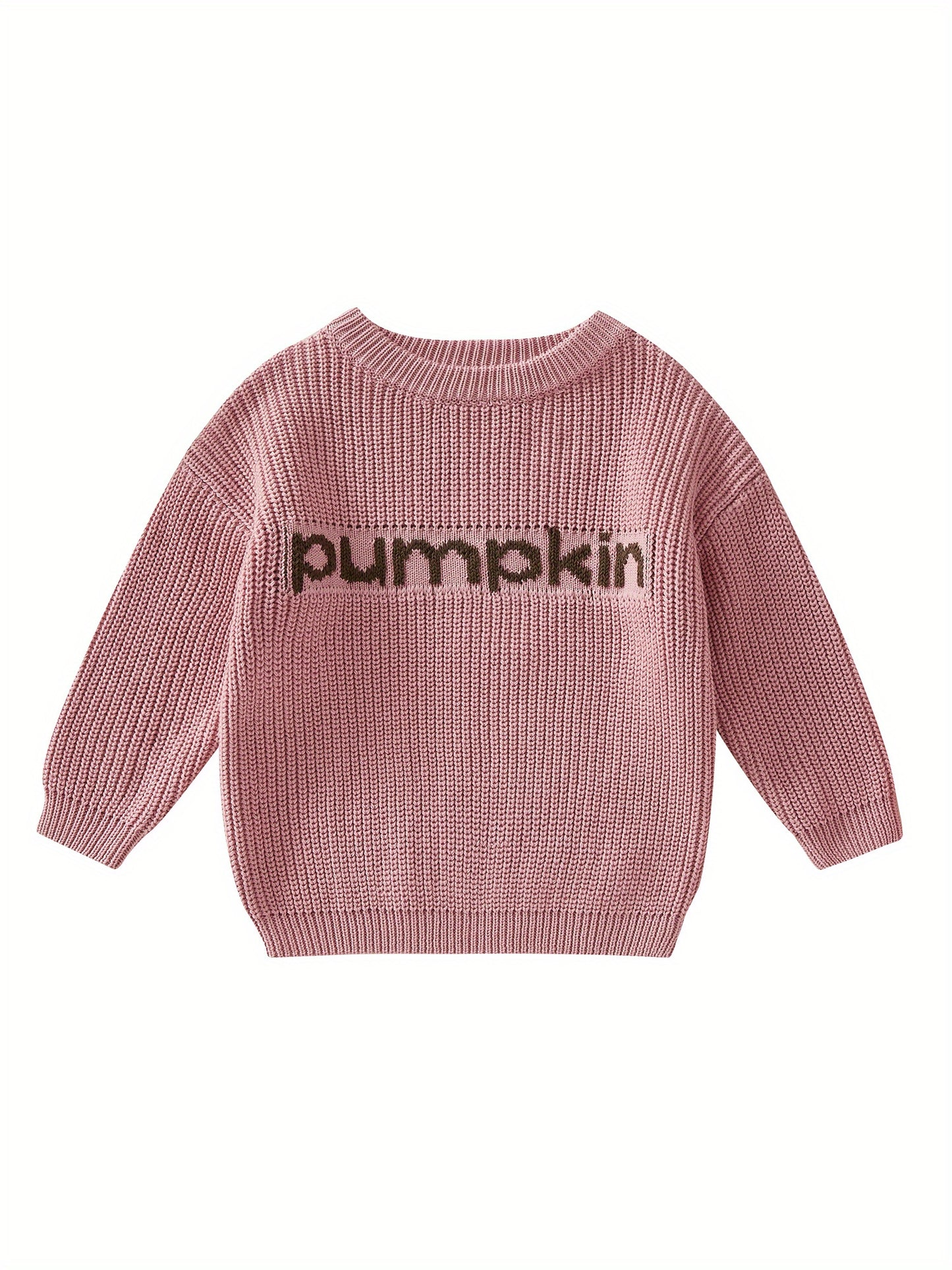 Toddler Baby Girls Boys Halloween Sweater, Letter Print Long-Sleeved Round Neck Pullover Knitwear
