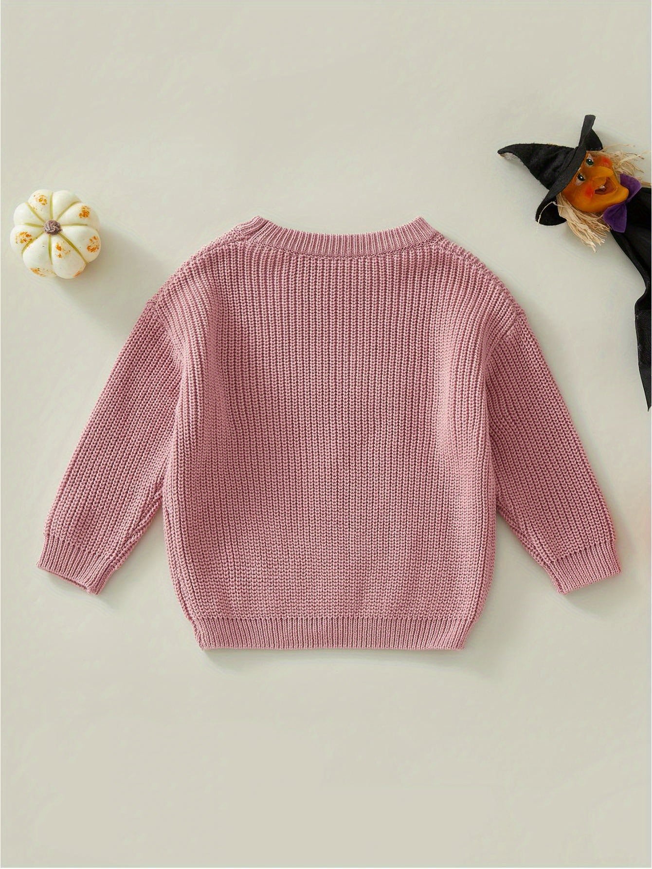 Toddler Baby Girls Boys Halloween Sweater, Letter Print Long-Sleeved Round Neck Pullover Knitwear