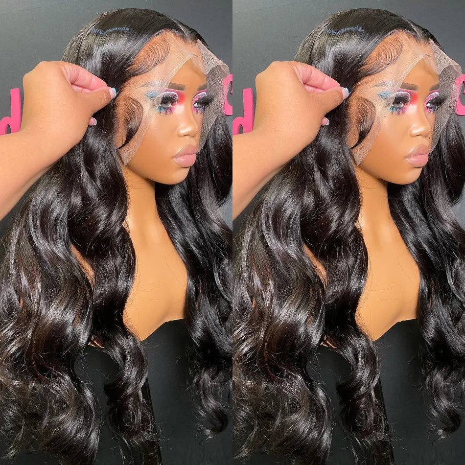 Brazilian Hair Body Wave Highlight Black With Blue Lace Frontal Wig HD Transparent Glueless Full Lace Front Wigs For Women