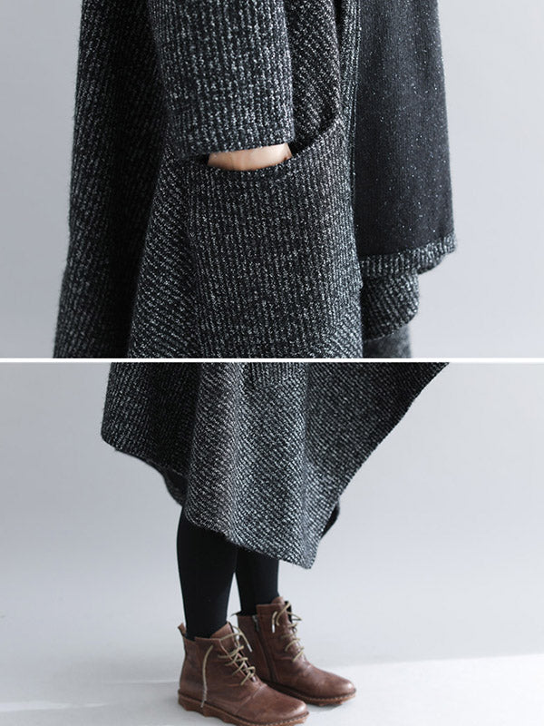 xakxx Thicken Gray Long Sleeve Coat Outerwear
