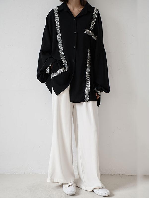 xakxx Loose Cropped Black Light Shirts Blouses