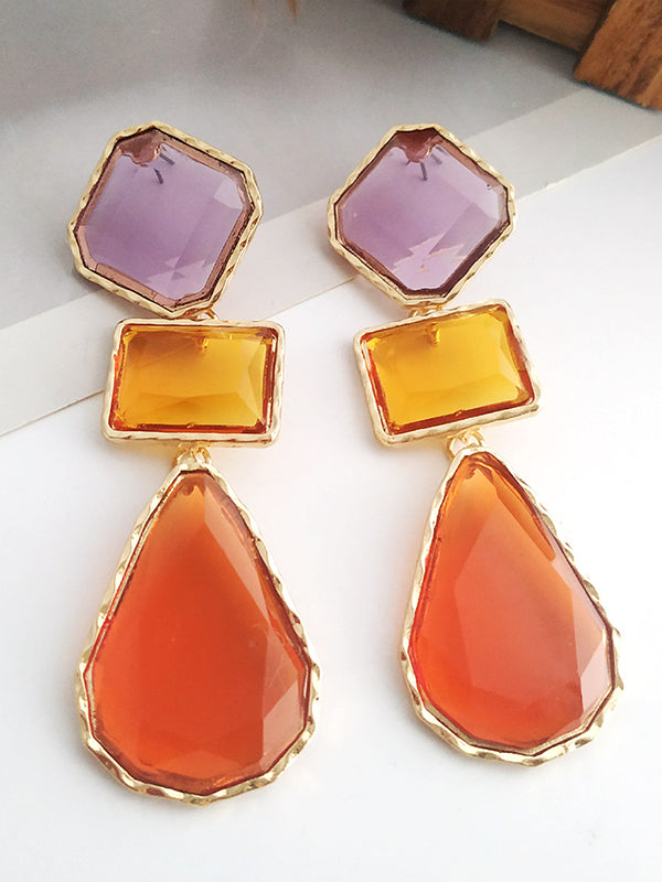 xakxx Geometric Split-Joint Drop Earrings