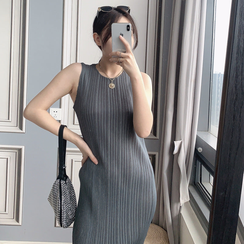 2025 high-end dress women's sleeveless bottoming skirt thin summer slim and thin hip-wrapped long skirt temperament Muse skirt