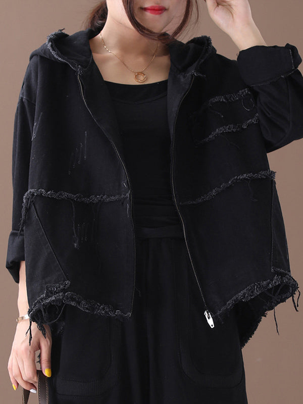 xakxx Original Solid Hooded Denim Outwear
