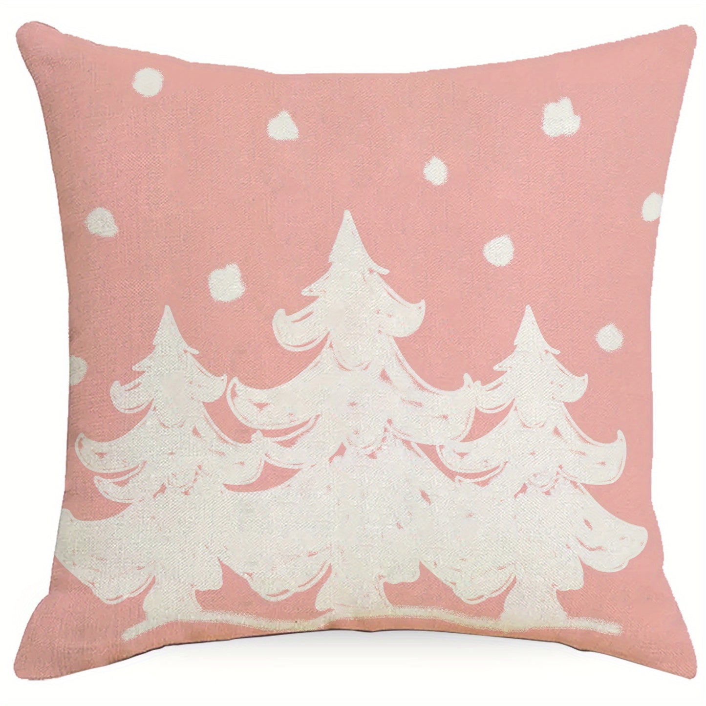 1pc Vibrant Christmas Cartoon Linen Blend Throw Pillow Case, Colorful Square Cushion Cover for Living Room Bedroom Couch Sofa, Single-Sided Printed Decorative Pillowcase with No Pillow Insert