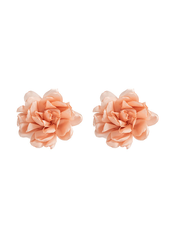 xakxx Solid Color Three-Dimensional Flower Drop Earrings